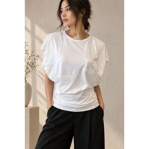 Mizuiro Ind Pocket Cotton Tee Dolman Sleeve  White Minimalist Japan Medium